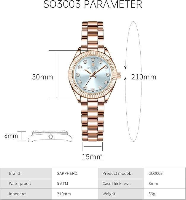 Relógio Feminino Sapphero Lily Rose Gray