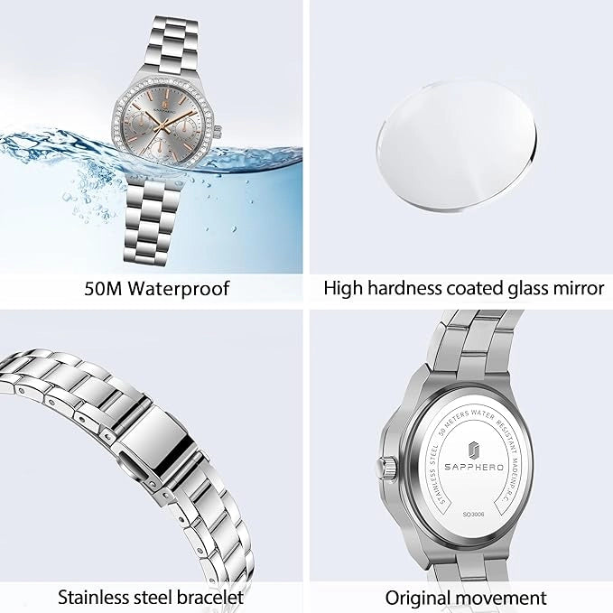 Relógio Feminino Sapphero Crystal Gray