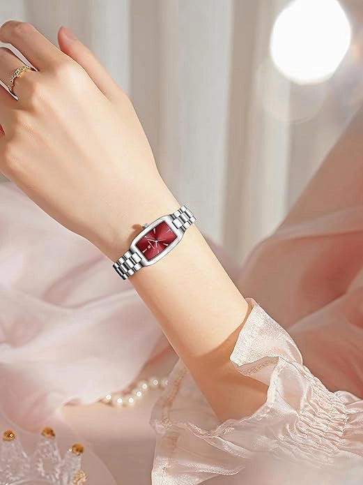 Relógio Feminino Sapphero Prestige Silver Red