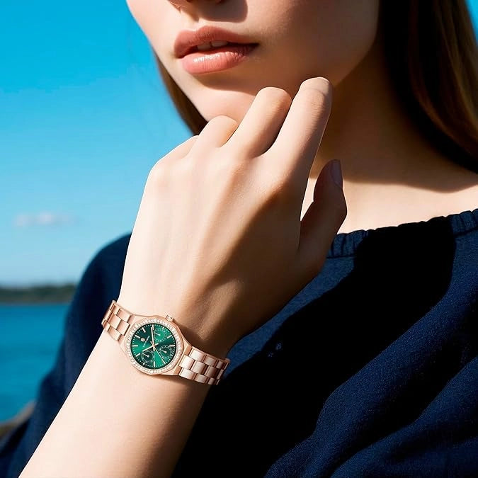 Relógio Feminino Sapphero Crystal Rose Green