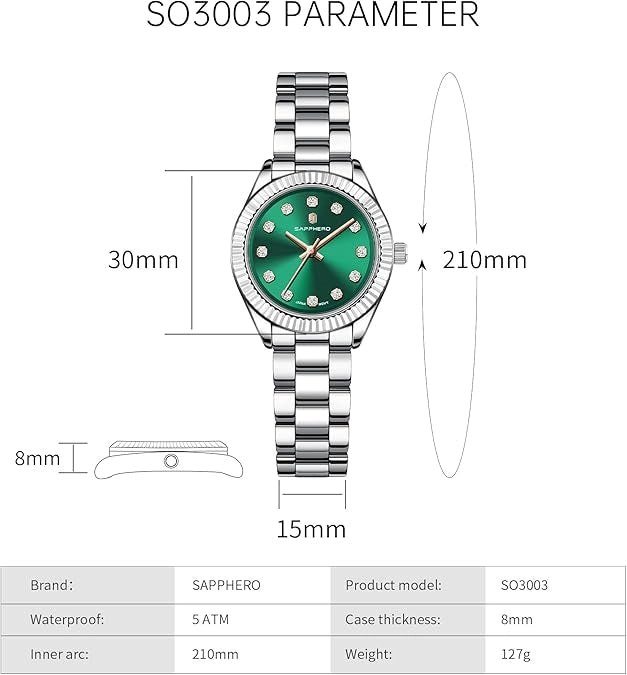 Relógio Feminino Sapphero Lily Green