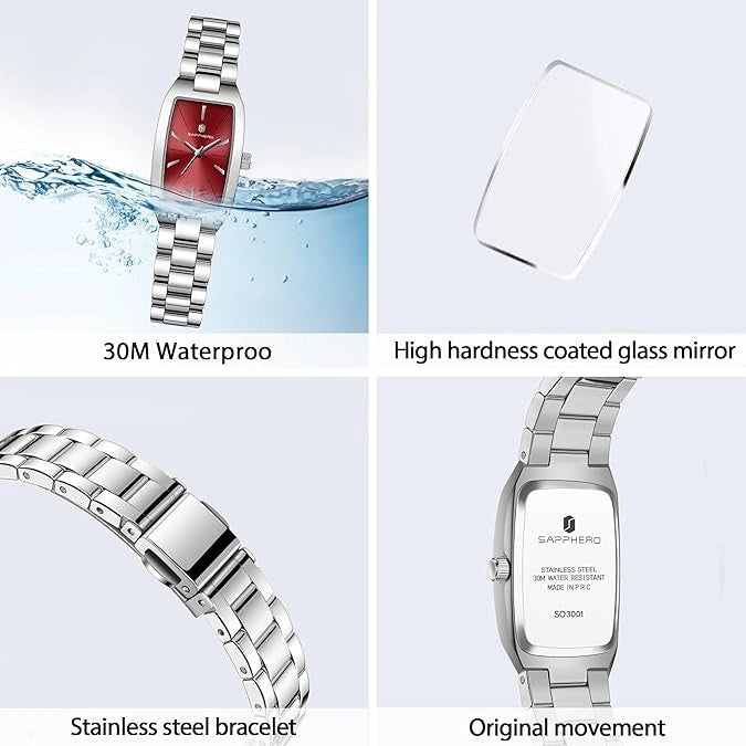 Relógio Feminino Sapphero Prestige Silver Red