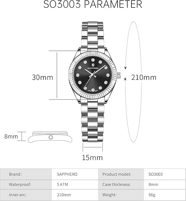 Relógio Feminino Sapphero Lily Black