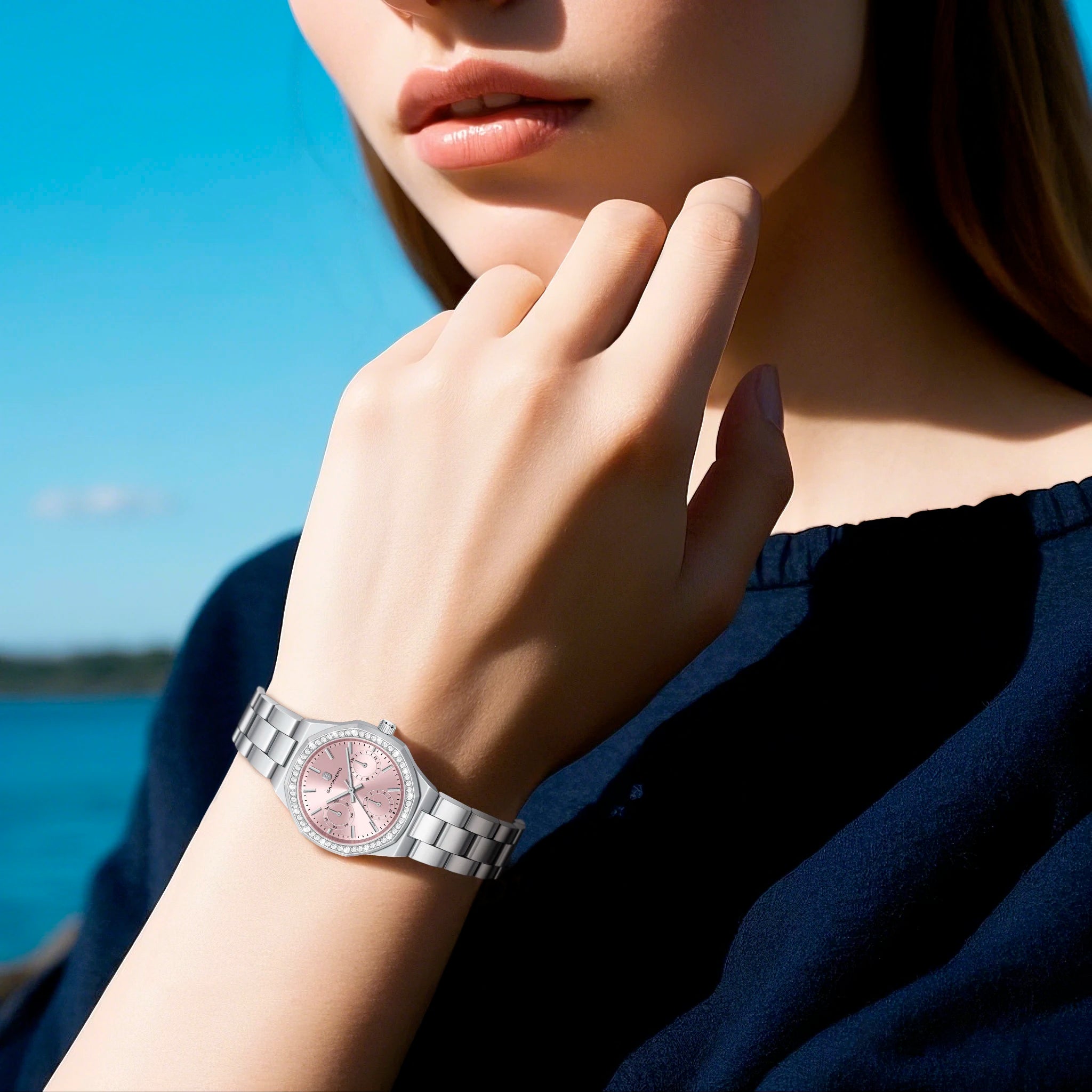 Relógio Feminino Sapphero Crystal Pink