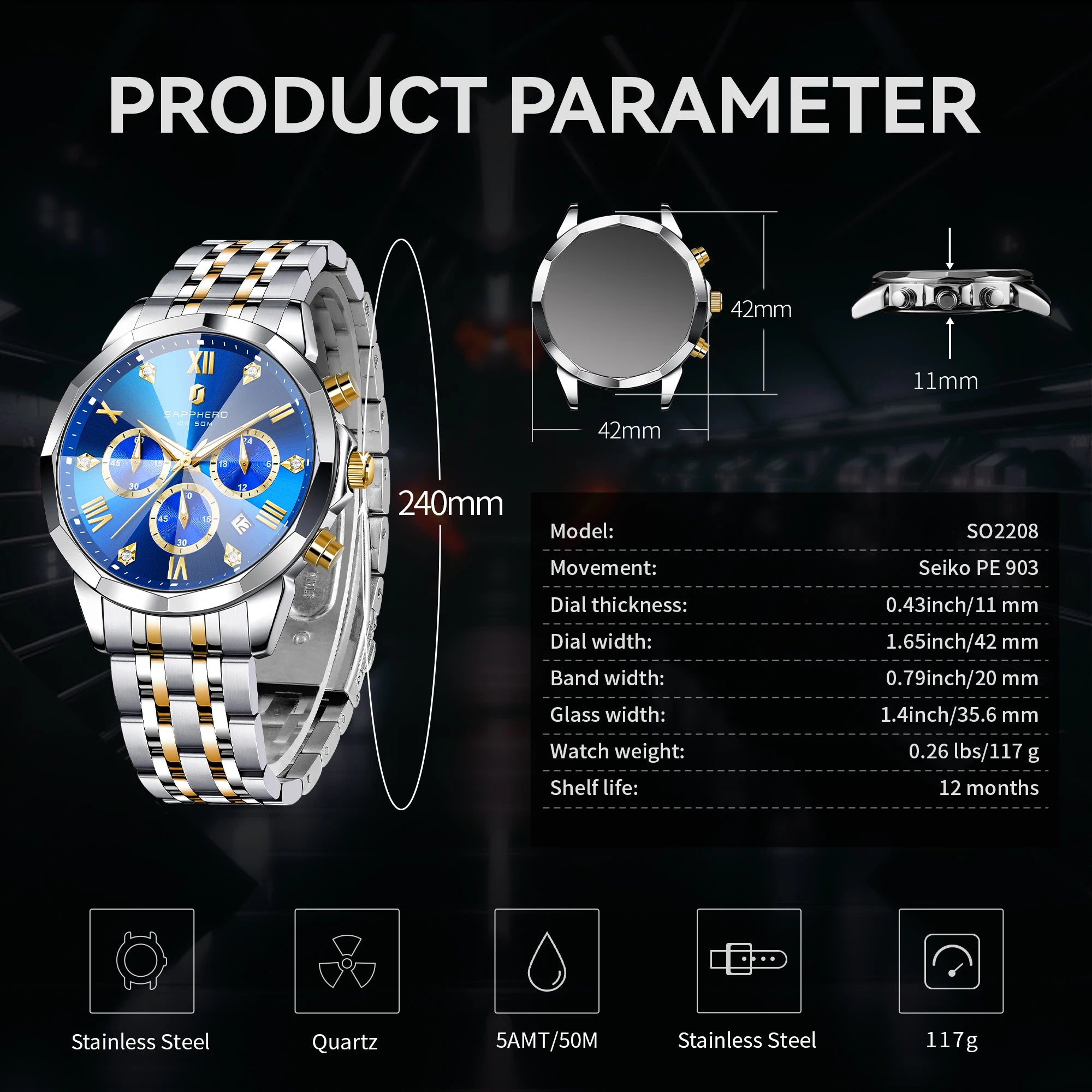 Sapphero Diamond Black Gold