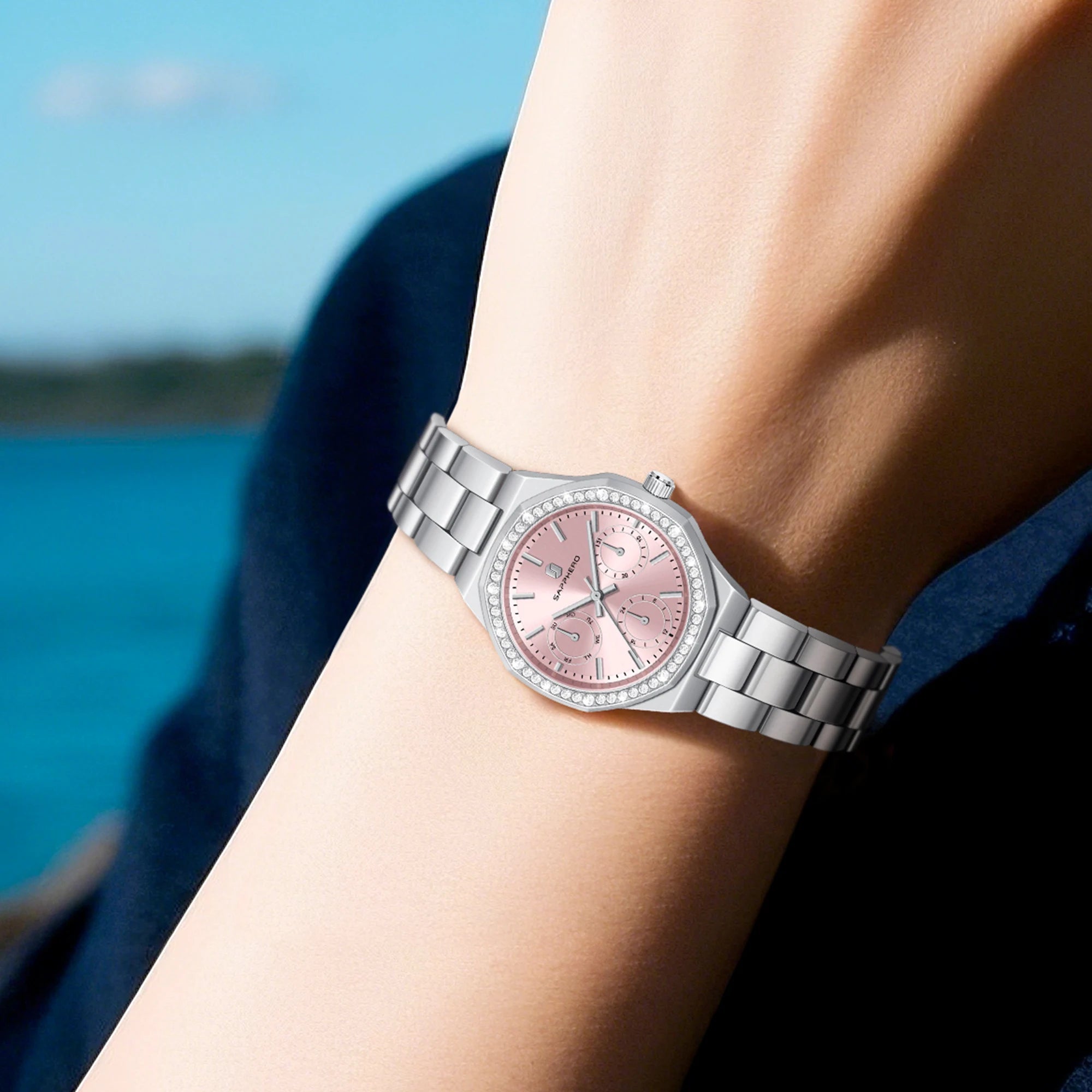 Relógio Feminino Sapphero Crystal Pink