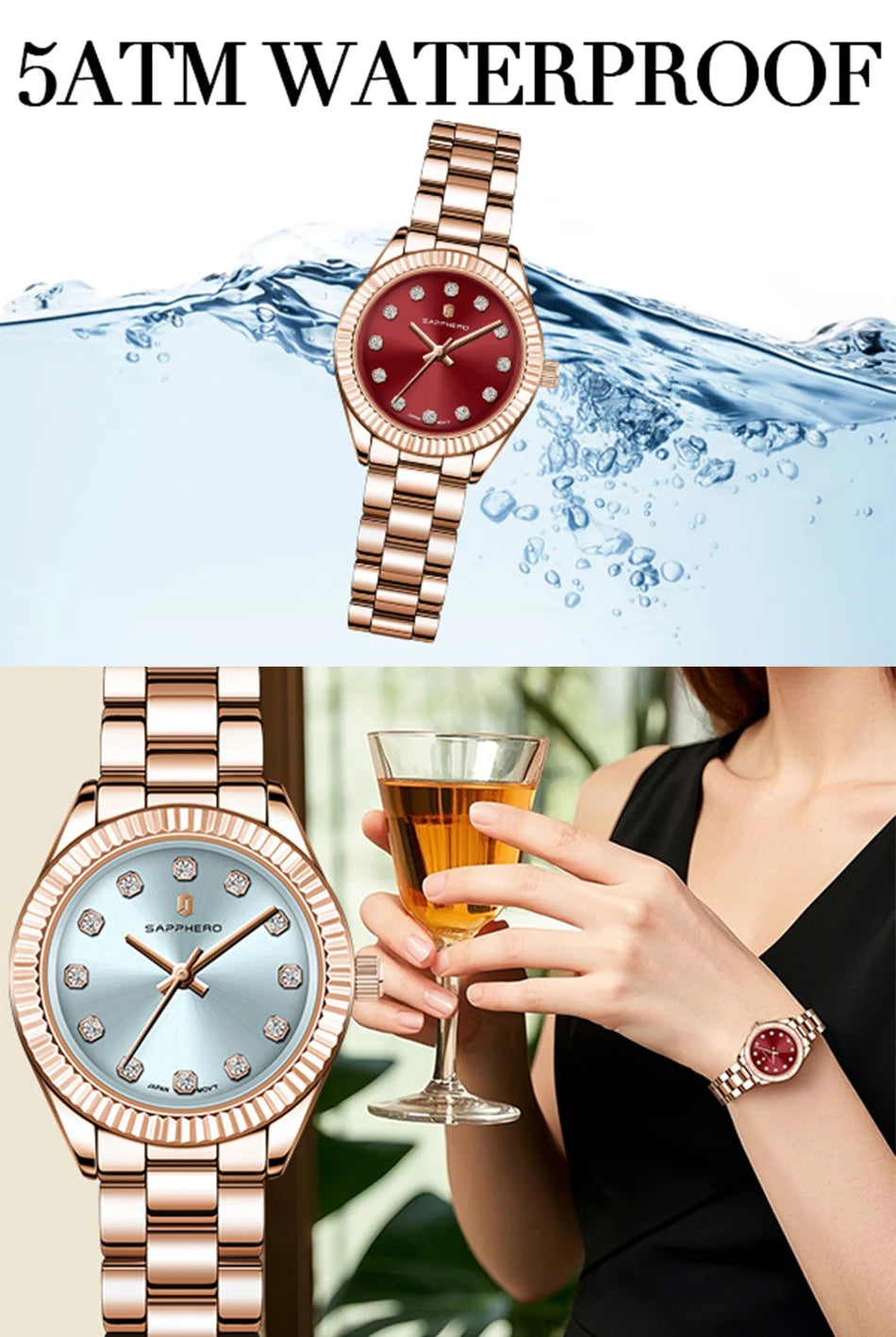 Relógio Feminino Sapphero Lily Rose Red