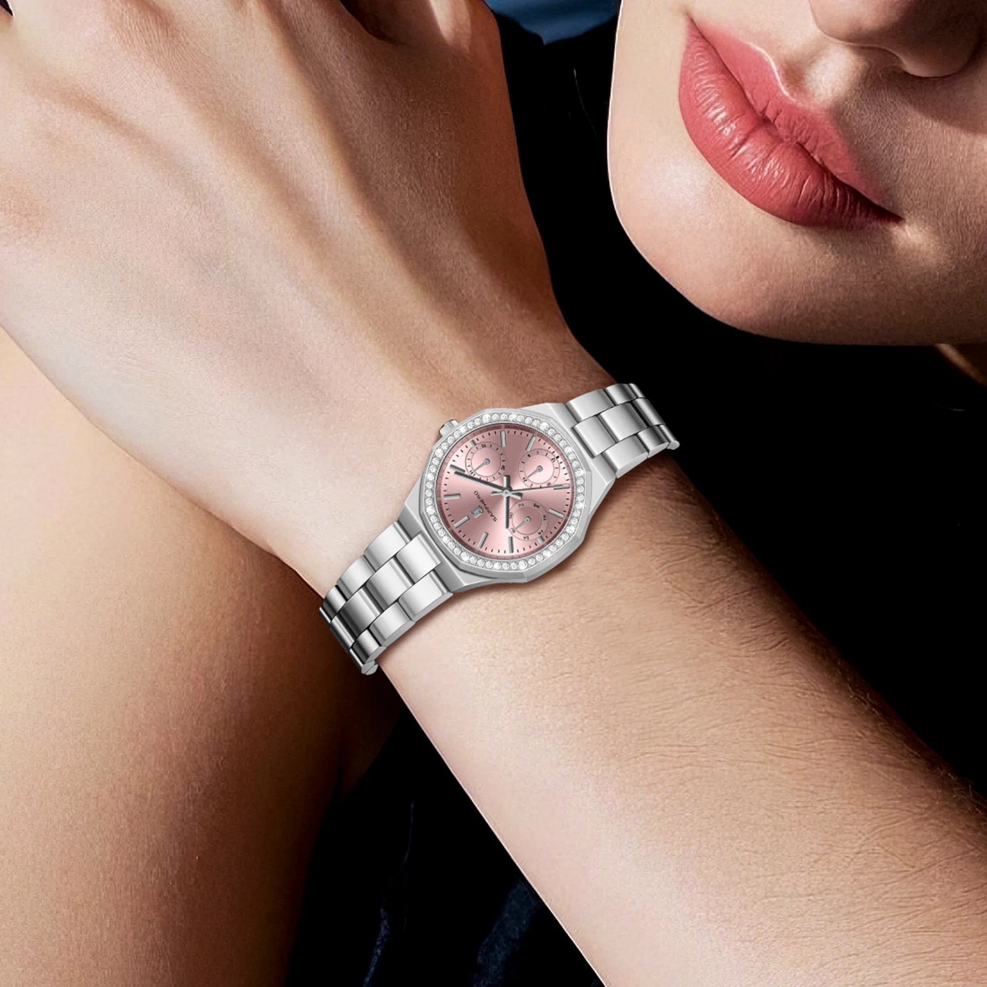 Relógio Feminino Sapphero Crystal Pink