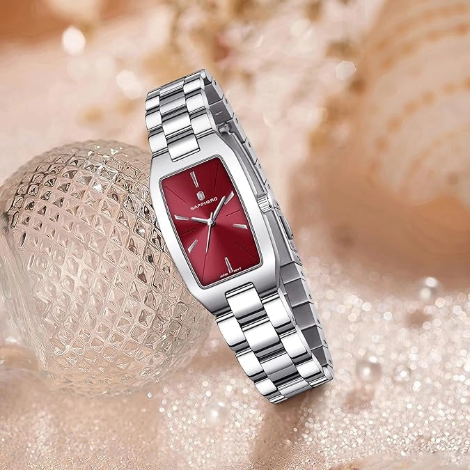 Relógio Feminino Sapphero Prestige Silver Red