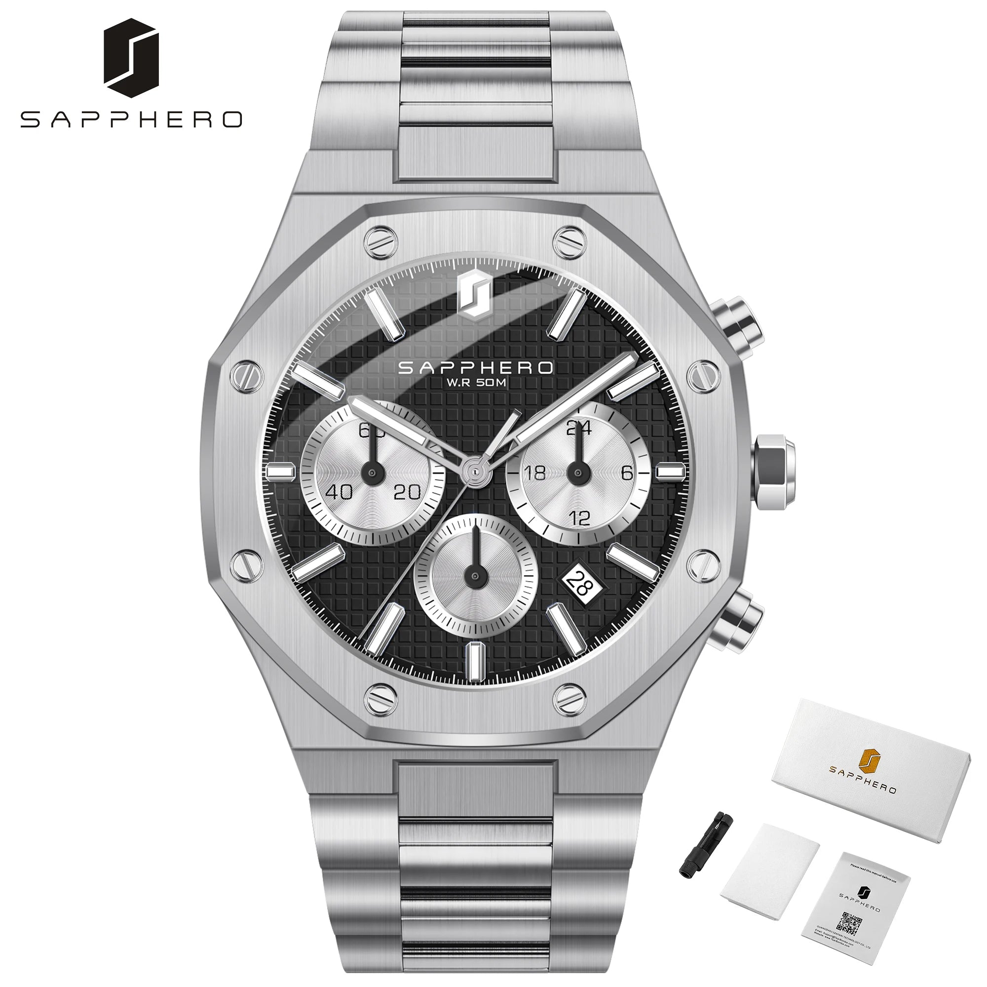 Sapphero Steel Silver Black