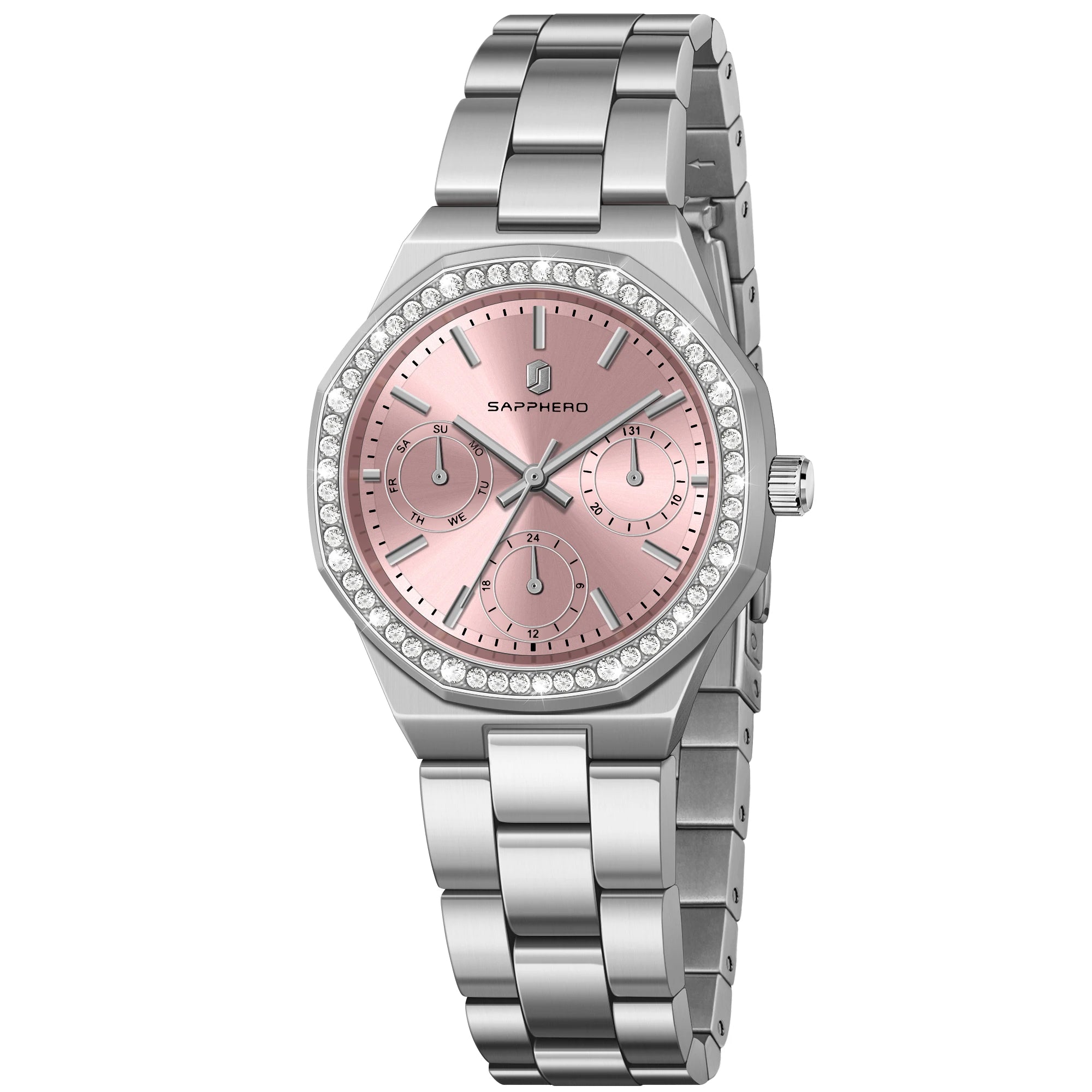 Relógio Feminino Sapphero Crystal Pink
