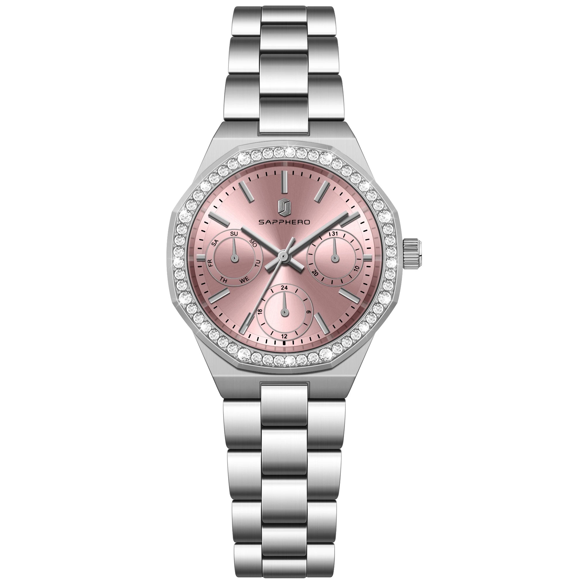Relógio Feminino Sapphero Crystal Pink